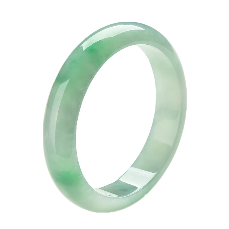 绿翠玉楼线条柔缓女款翡翠玉镯