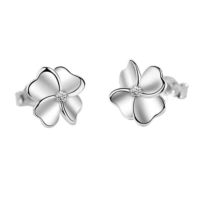 唯一 四叶草纯银耳饰