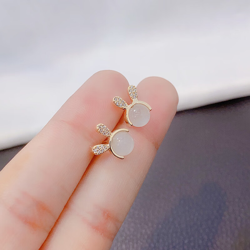 YYEU 猫眼石小兔子耳饰