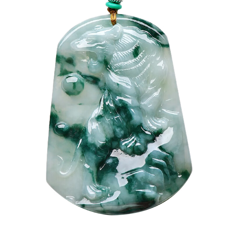 可玉可求 油绿生肖虎翡翠吊坠