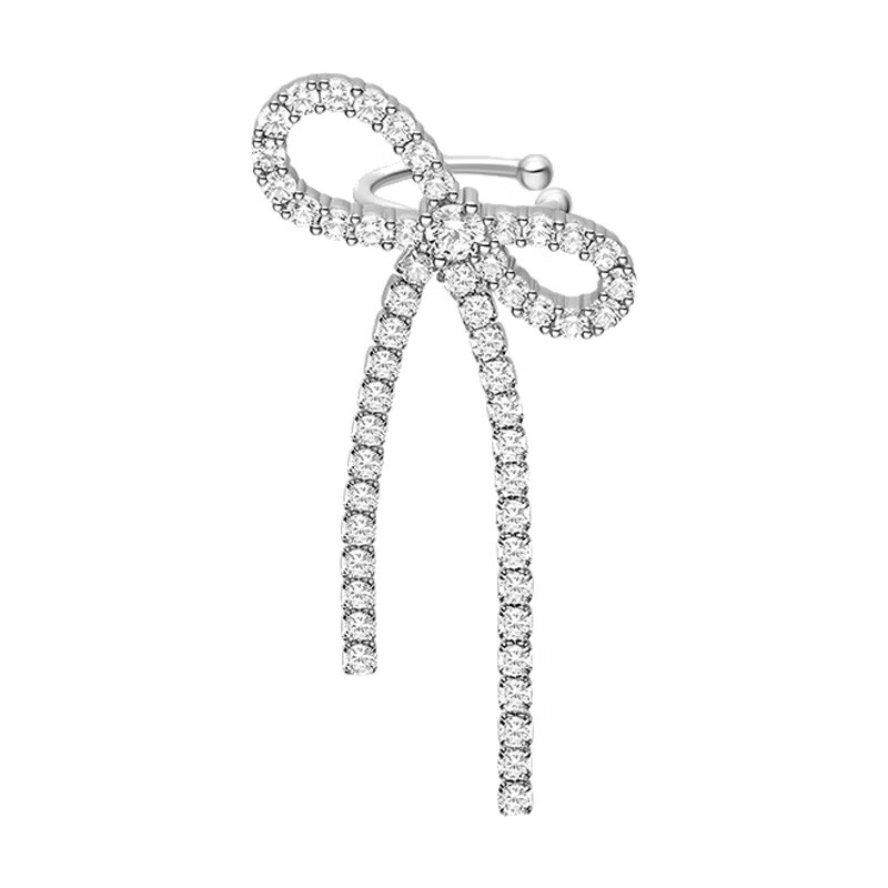 何方珠宝 不对称蝴蝶结耳饰