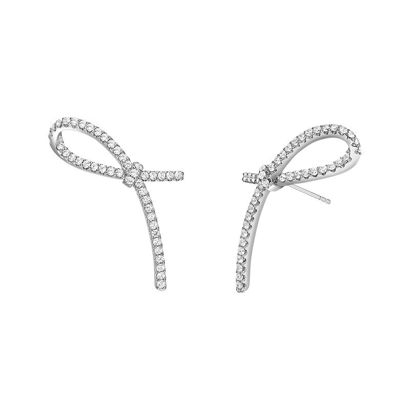 何方珠宝 丝带纯银耳饰