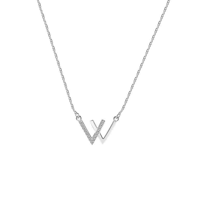 Tsful W字母锁骨项链