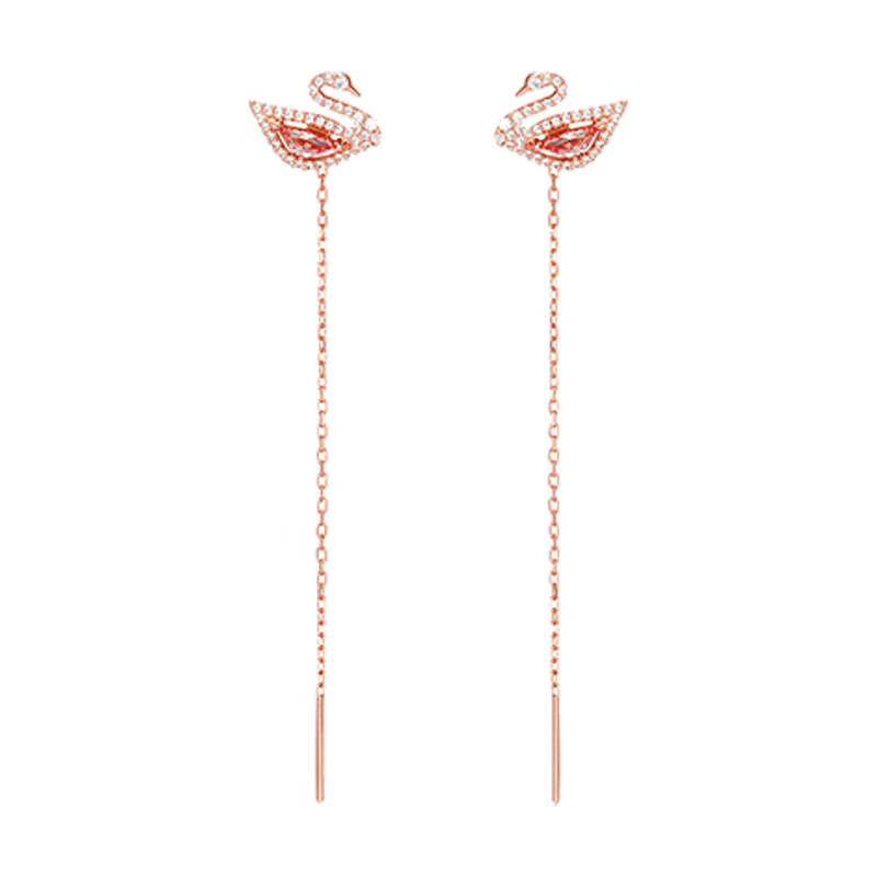 施华洛世奇 粉色天鹅耳饰