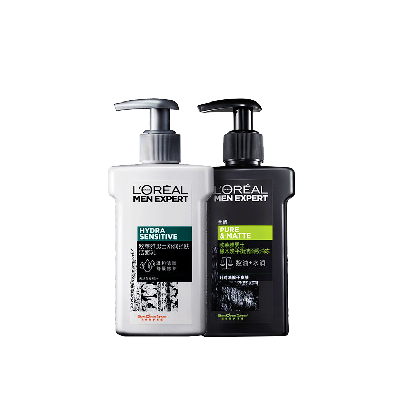 欧莱雅 男士黑白控油补水洗面奶