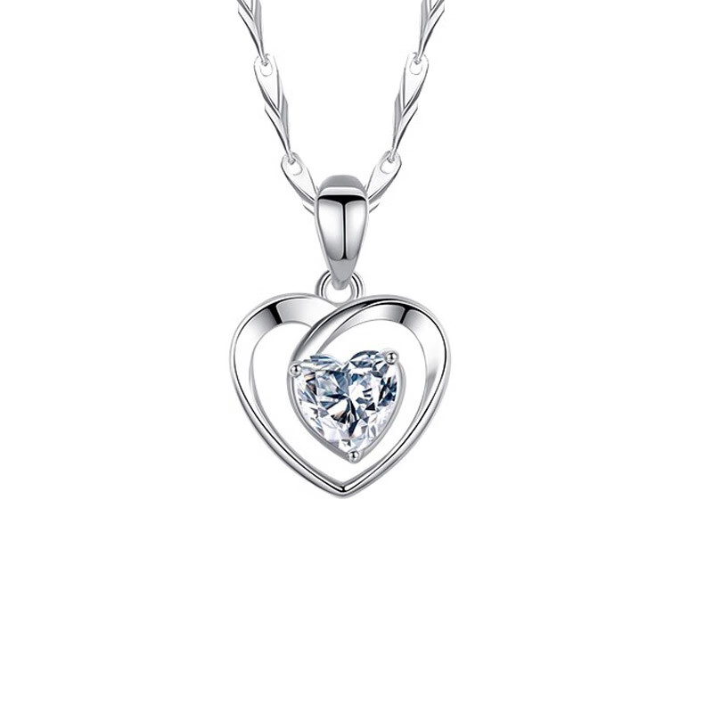 唯一 足银心形 项链