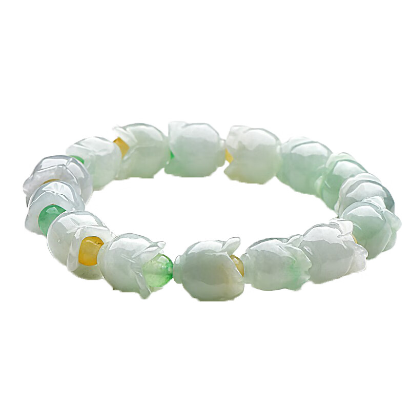 可玉可求 多彩花朵翡翠手镯