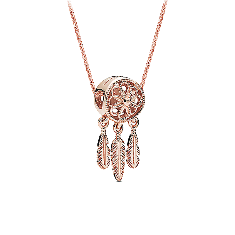 潘多拉 玫瑰金色捕梦网项链