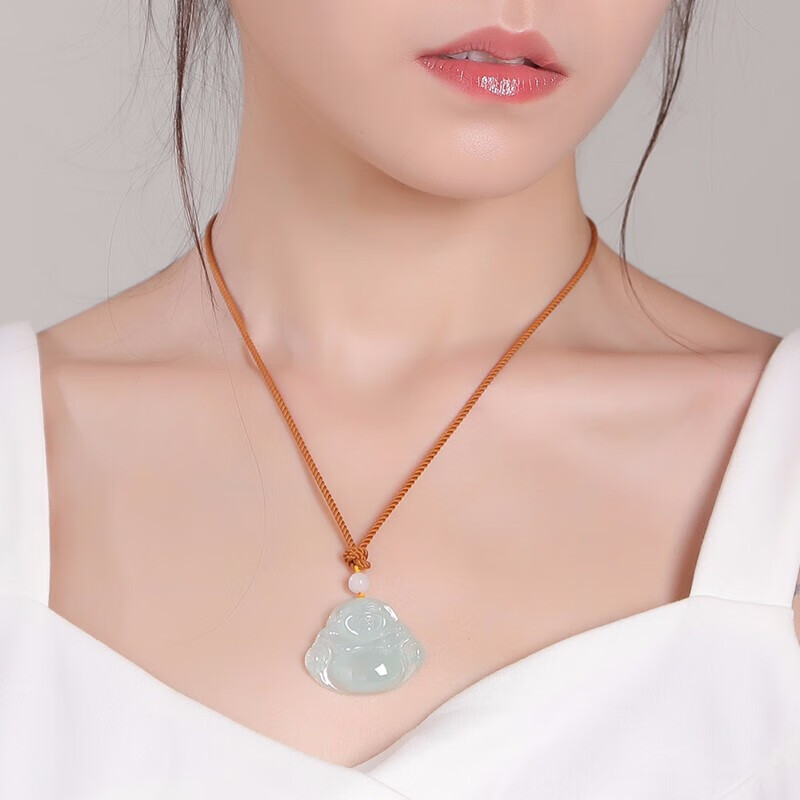 净心石 大肚弥勒佛翡翠吊坠