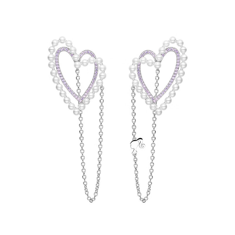 何方珠宝爱心流苏耳环