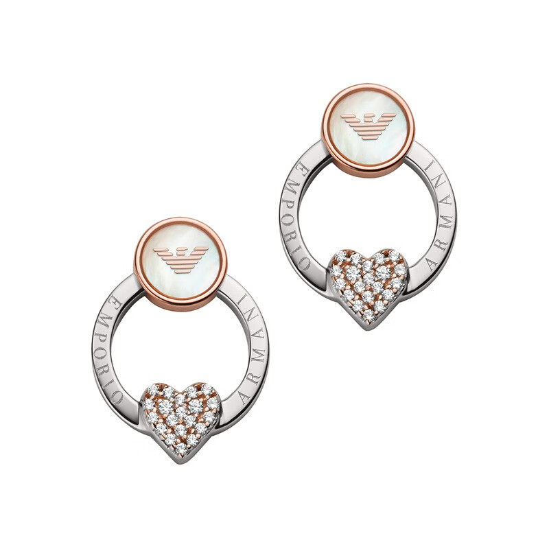 阿玛尼 镶钻爱心 耳钉