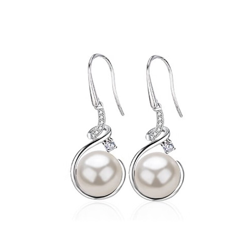 Qlady时尚白色淡水珍珠耳饰