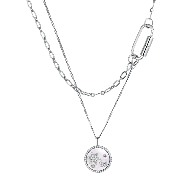 瑷嘉莎雪花小狗银色项链