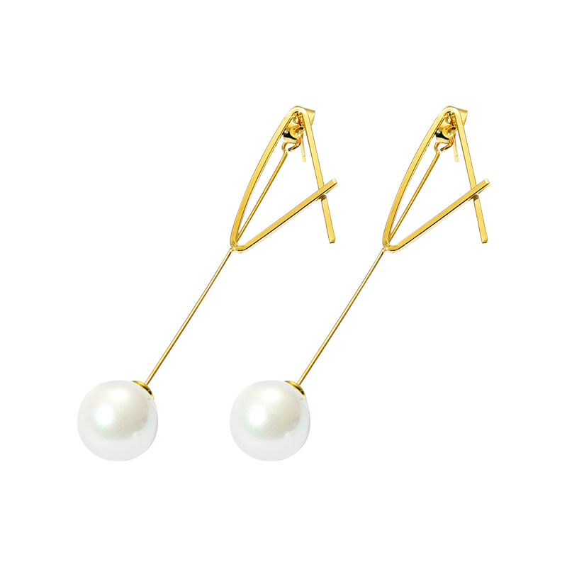 T400金色长款珍珠耳饰
