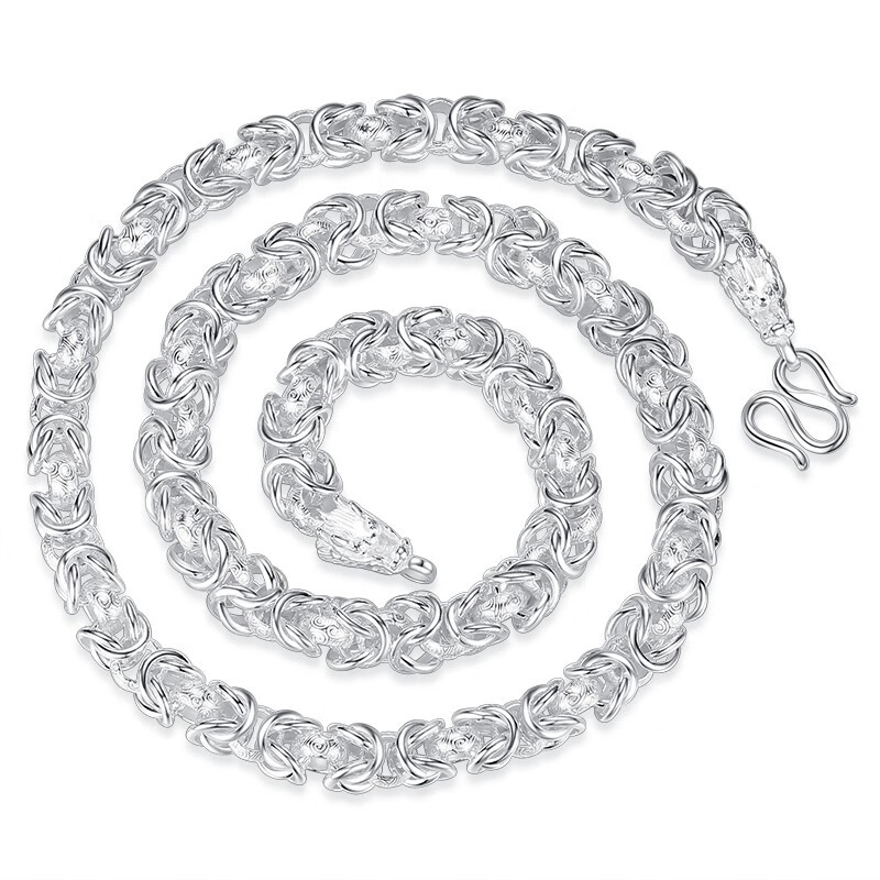 梦至尊 平链实心银项链