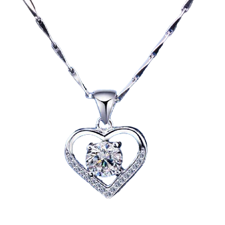 槿目车花爱心铂金项链