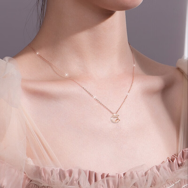 桑玛 一鹿有你玫瑰金色项链