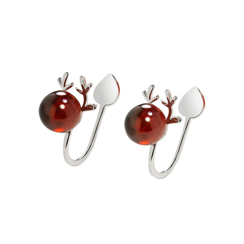 Djin红色石榴石无痛耳夹