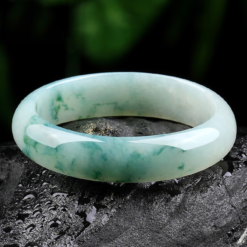 艾选潮品 精致飘花翡翠手镯