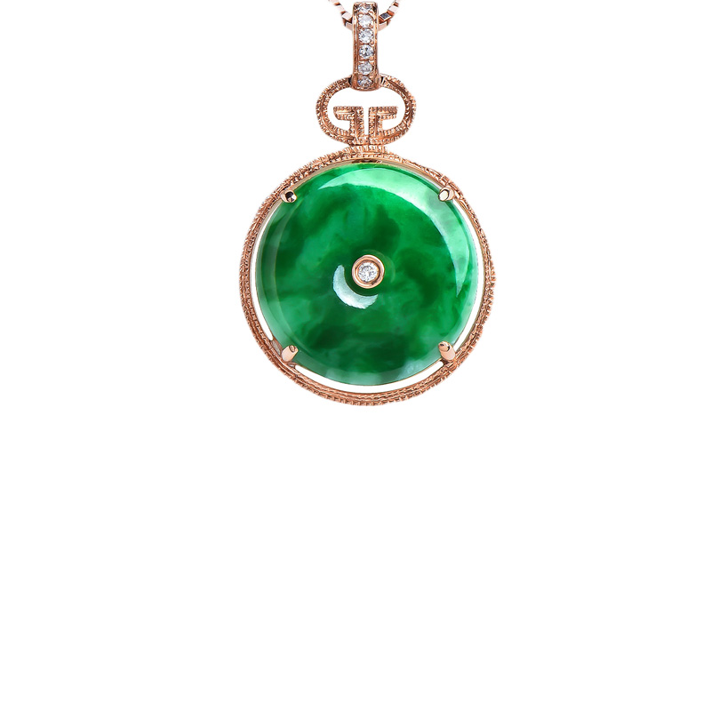 玉萌色 玫瑰金镶嵌 吊坠