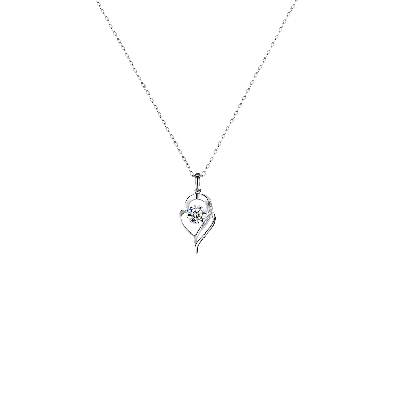 冠带 莫桑钻爱心形 项链