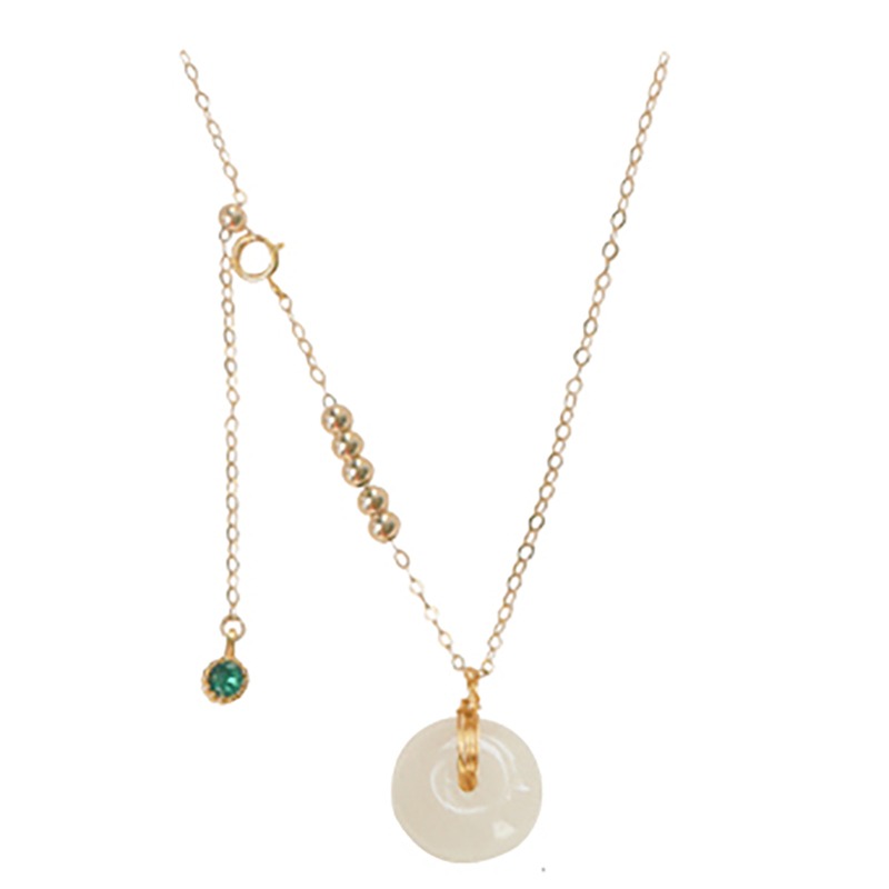 晓色浪漫复古包金和田玉锁骨链