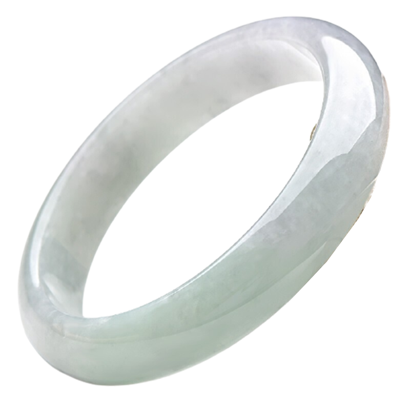 千载一玉 淡绿色飘花翡翠手镯