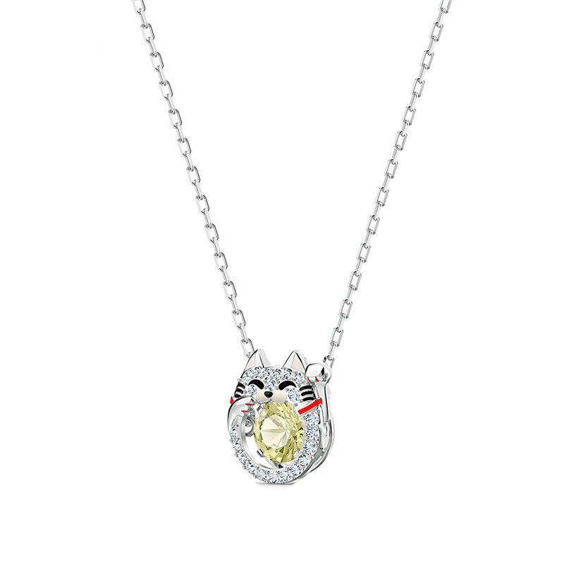 施华洛世奇跳动的心猫咪造型项链
