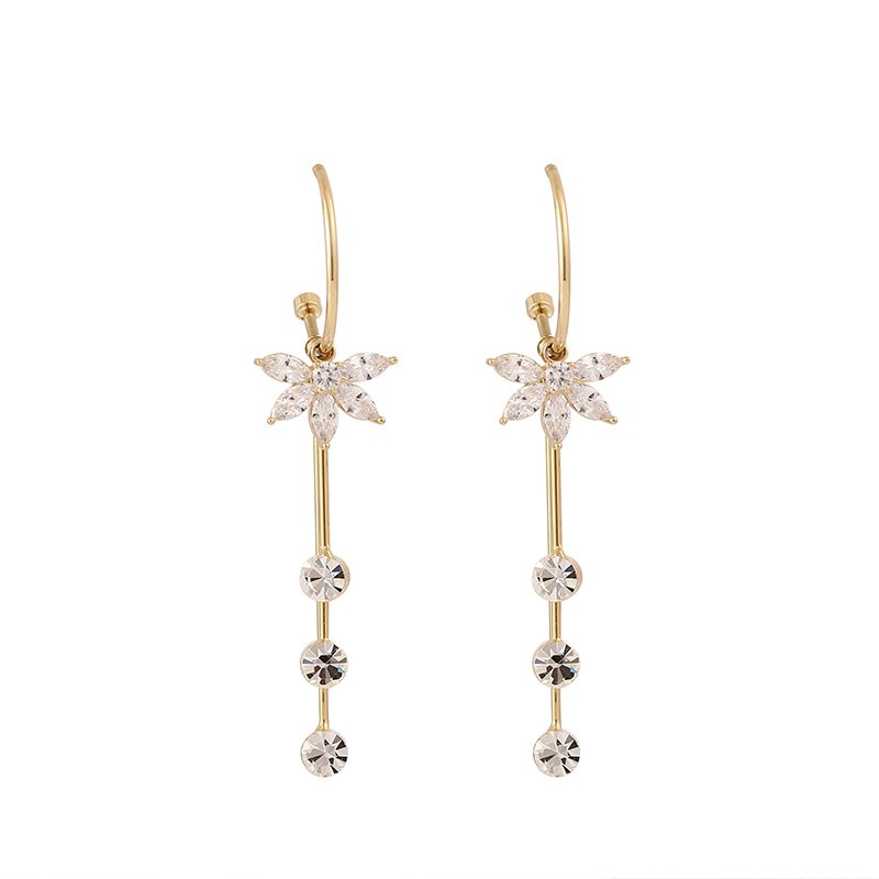 桑玛花朵流苏银针耳饰