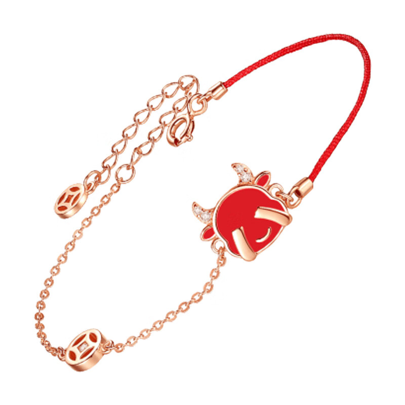 银千惠生肖牛红绳手链
