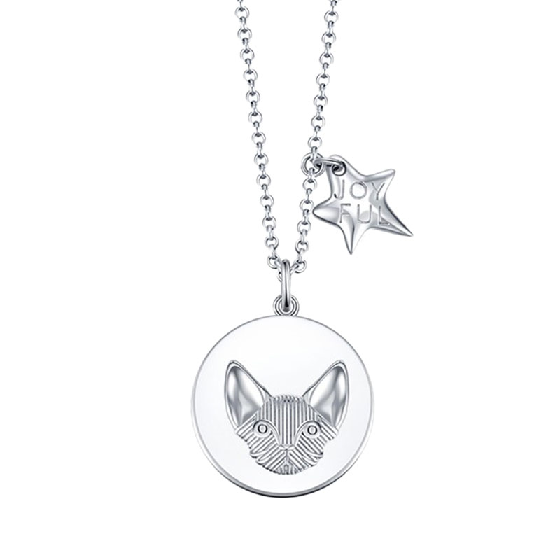 卡蒂罗圆牌猫头吊坠项链