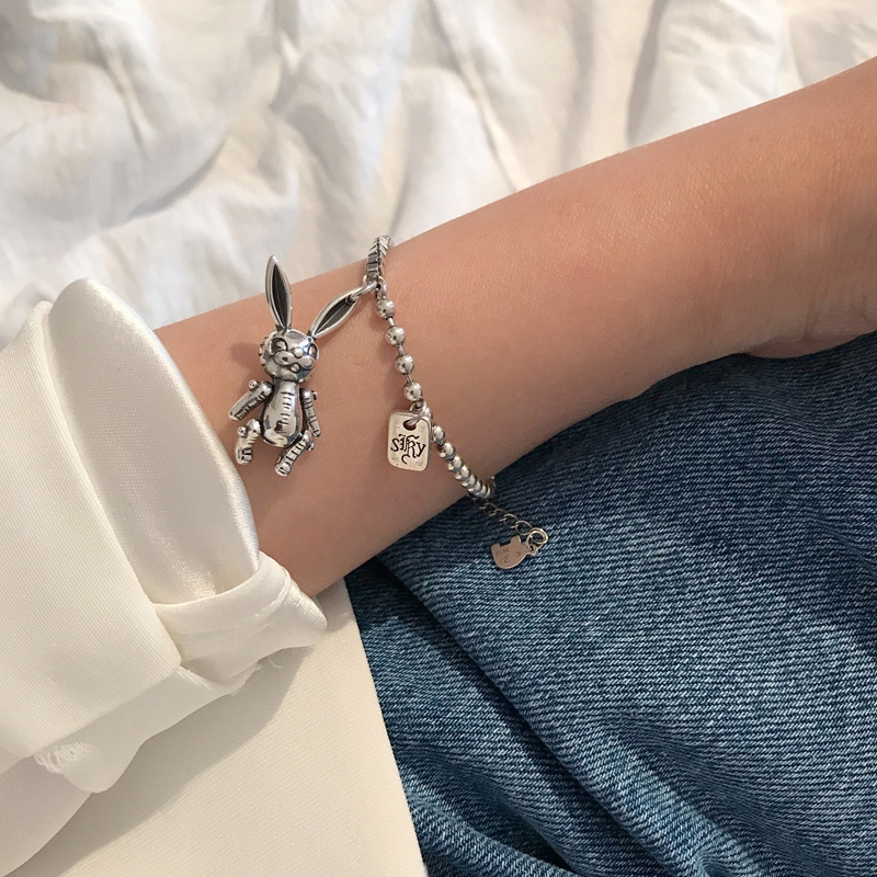 束芬 925银嘻哈机械兔子手链