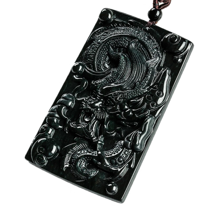 碧玉尊 墨翠龙牌翡翠吊坠