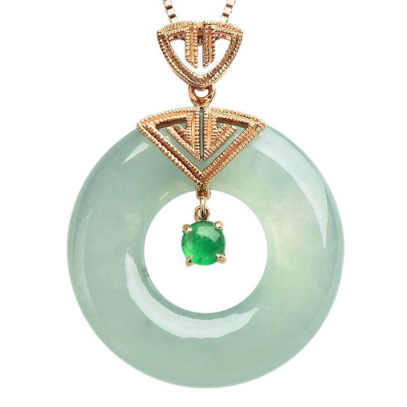 玉萌色 平安扣 翡翠吊坠