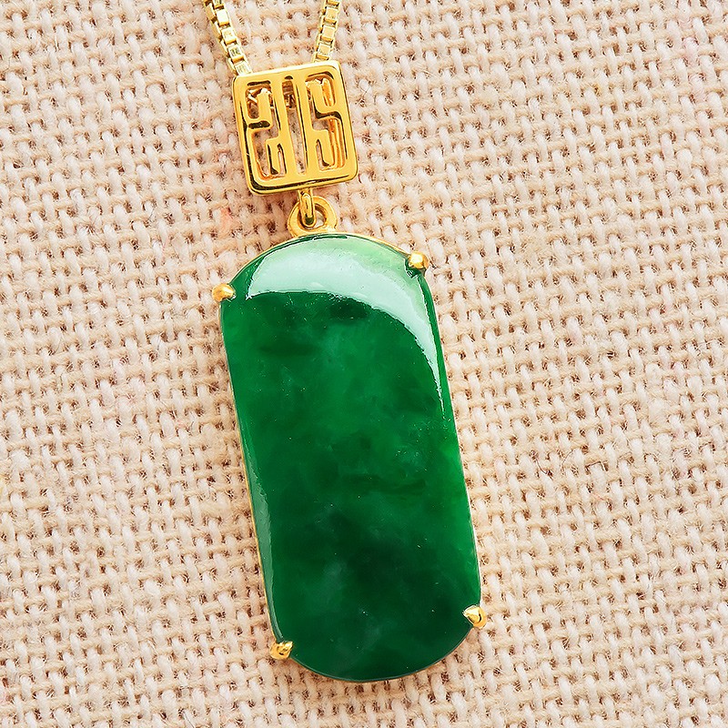绿翠玉楼 金镶玉翡翠吊坠