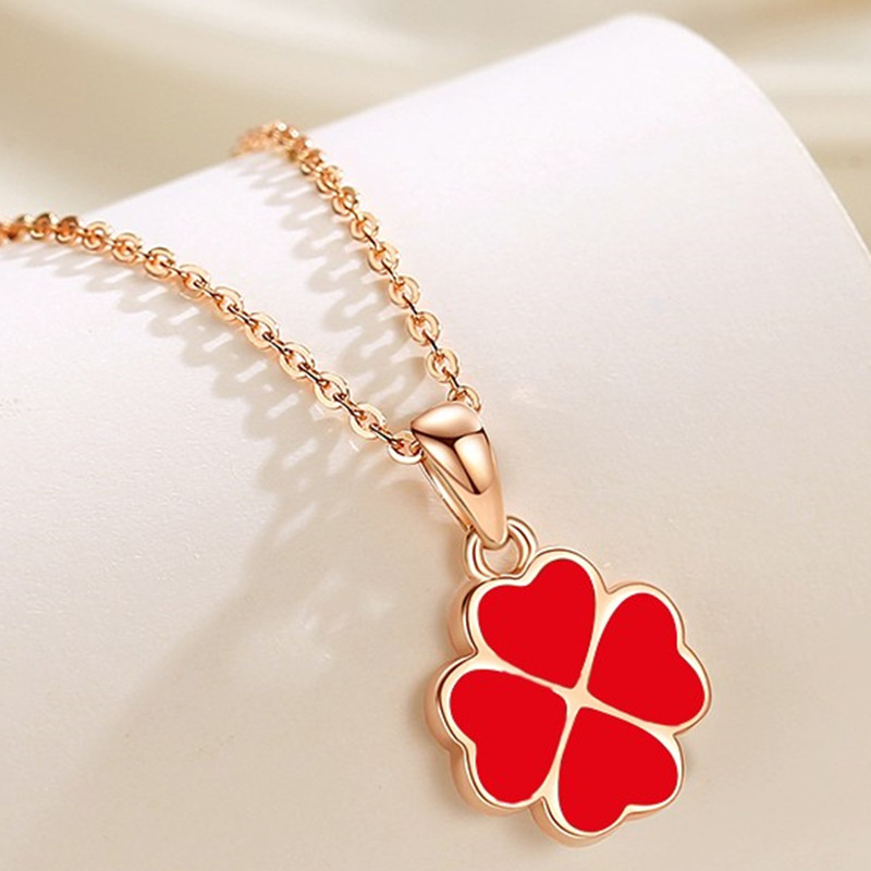 嘉蜜温感爱心四叶草简约项链