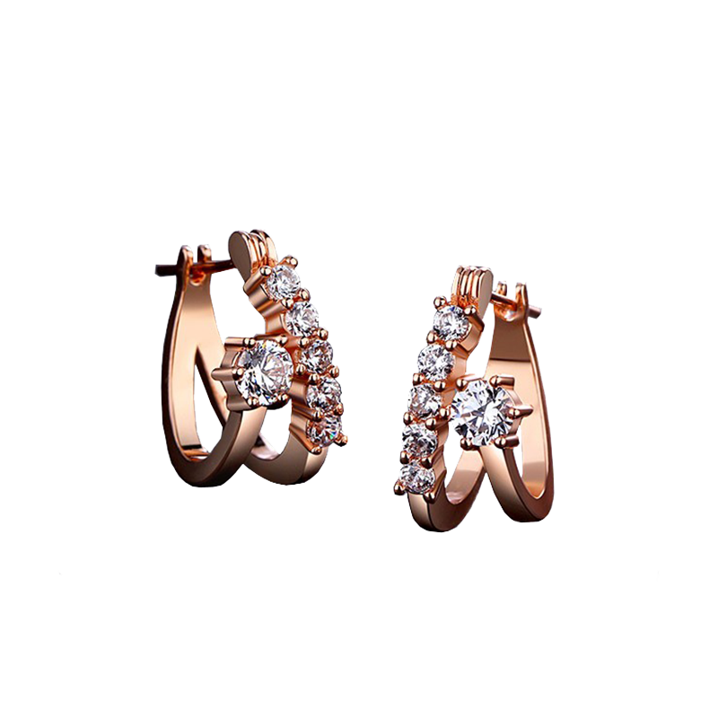 卡洛美 玫瑰金水钻耳饰