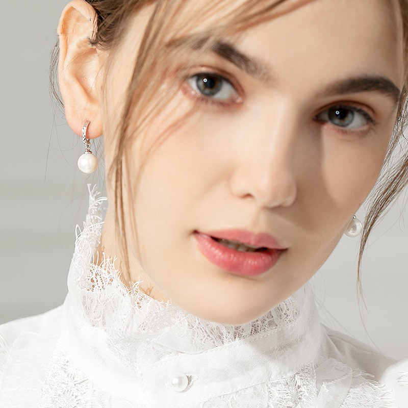 Qlady 车花款珍珠耳环