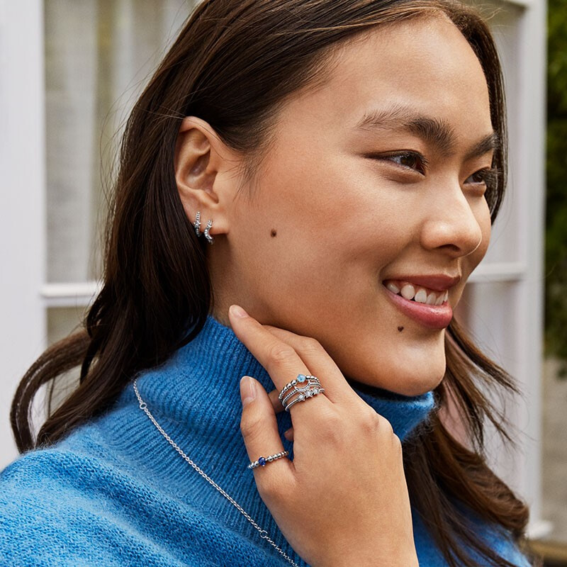 潘多拉 925银星月耳饰