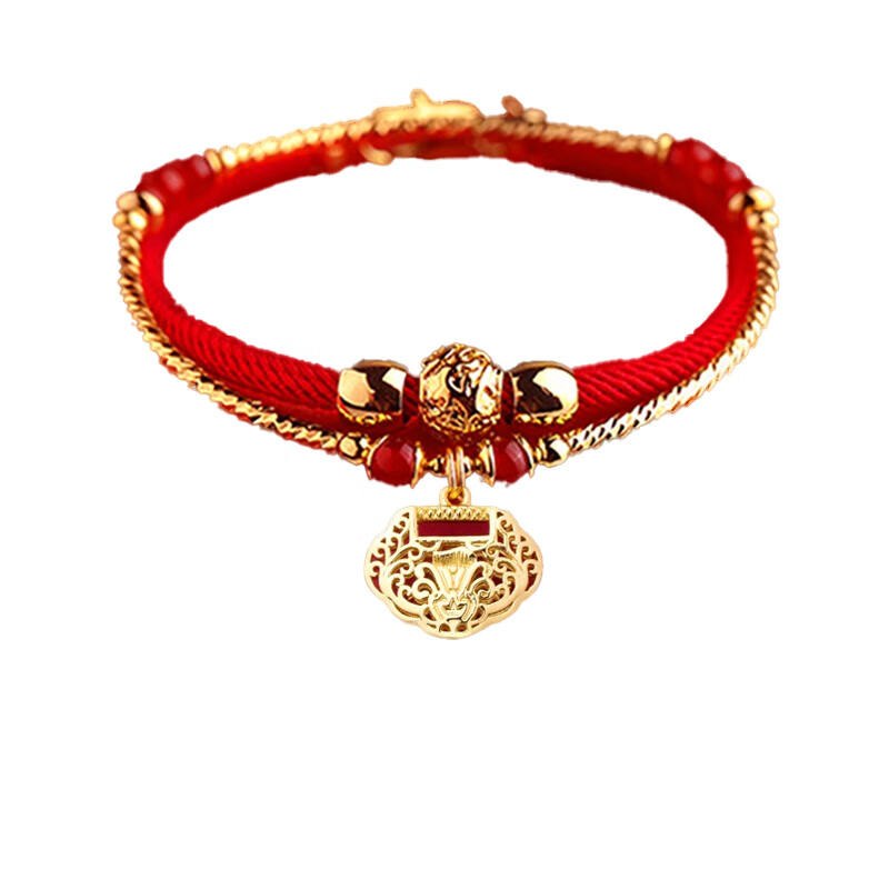 凤凰涅磐红绳平安锁手链