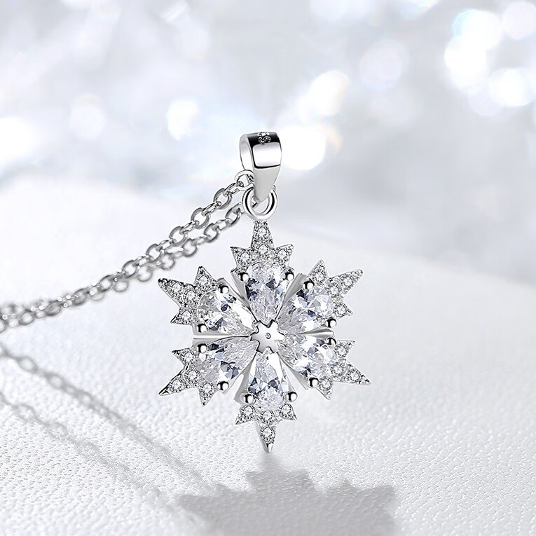 妙选雪花吊坠锁骨项链