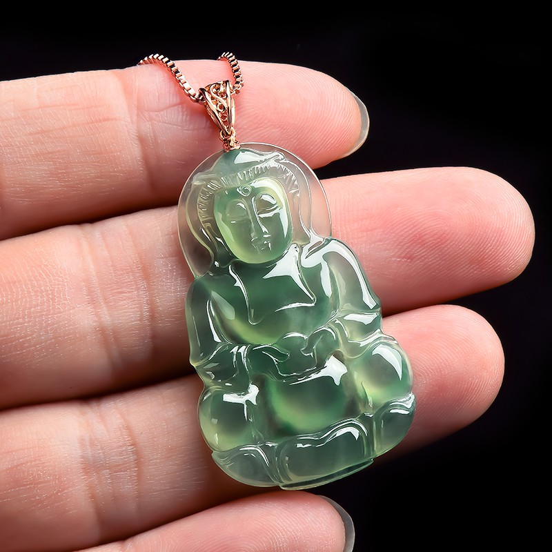 玉萌色 冰糯种翡翠吊坠