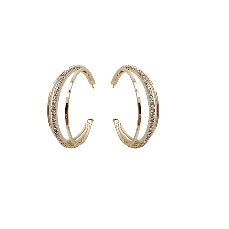 礼铭 个性圈钻金色耳圈