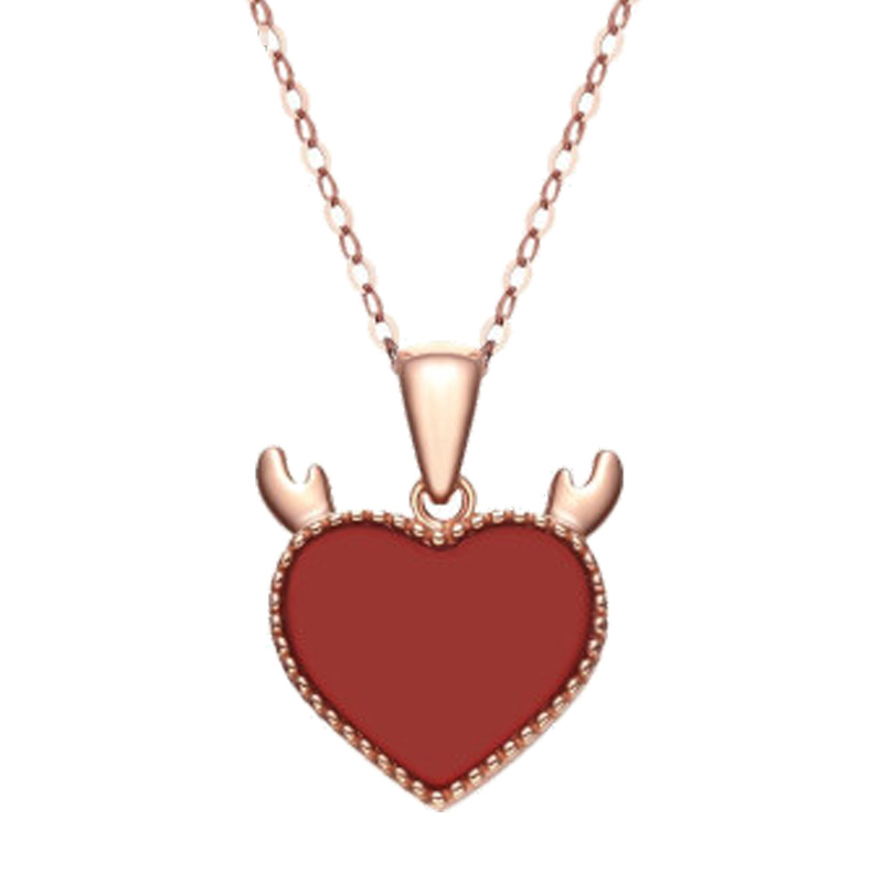 奢蒂小红心麋鹿项链