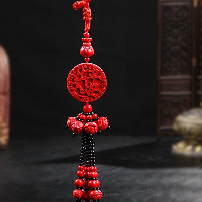 端目 朱砂红汽车挂件