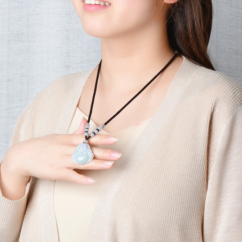 可玉可求 翡翠弥勒佛公吊坠