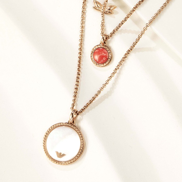 阿玛尼 玫瑰金色蜻蜓项链