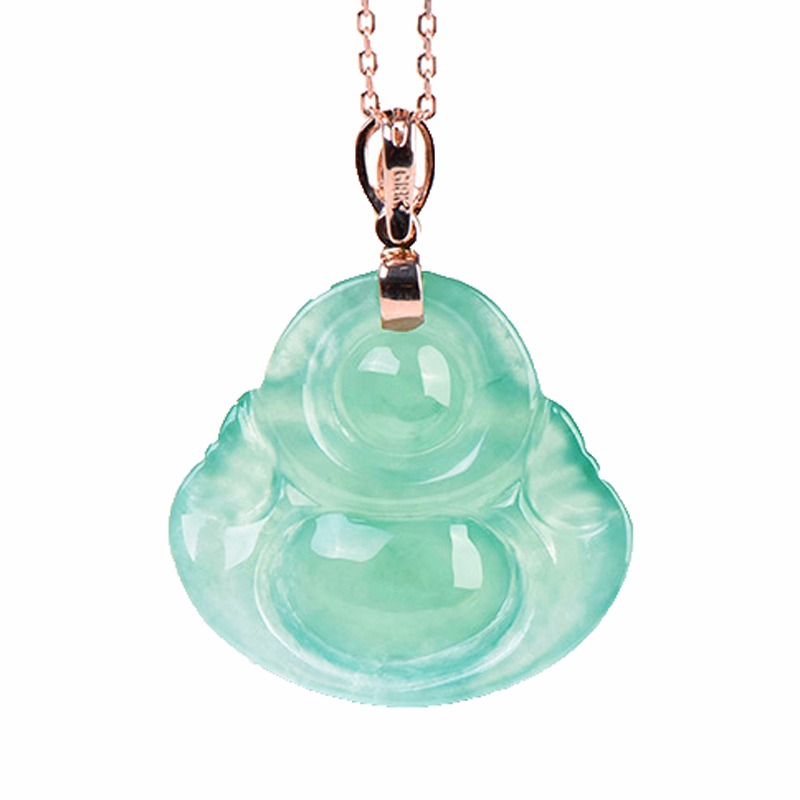 碧玉尊 冰种翡翠玉佛吊坠