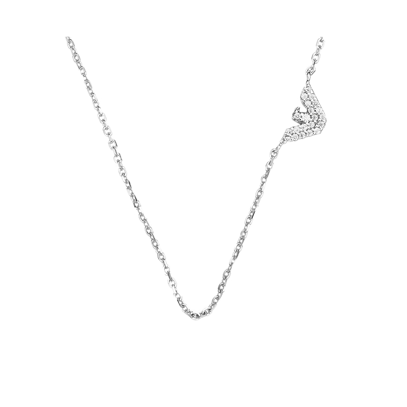 阿玛尼 银色镶钻项链