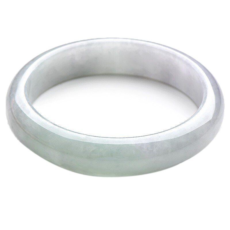 千载一玉 淡绿色飘花翡翠手镯